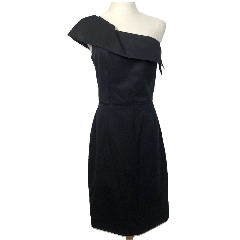 Lela Rose 10 Cocktail Elegant Black One Shoulder Dress Silk Quality